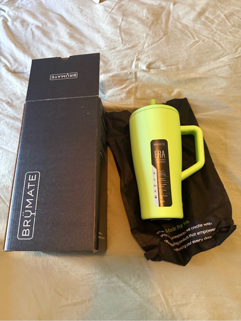 BrüMate ERA Travel Mug in Lime Green with Handle
